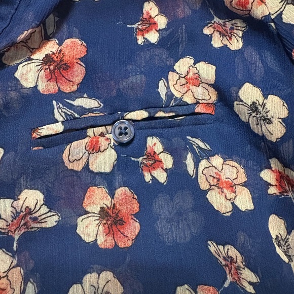 KUT FROM THE KLOTH Floral Button Down Blouse with Mandarin Collar in Blue Size L - Picture 7 of 11